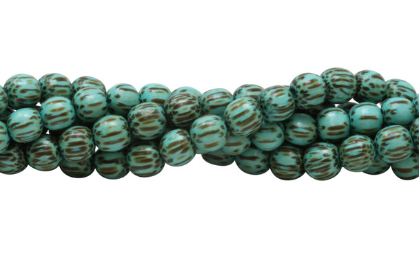 Dyed Turquoise Palmwood Polished 8mm Round