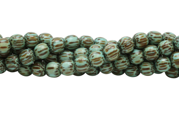 Dyed Light Turquoise Palmwood Polished 8mm Round