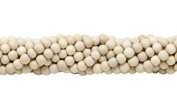 White Wood Natural Polished 4-5mm Round