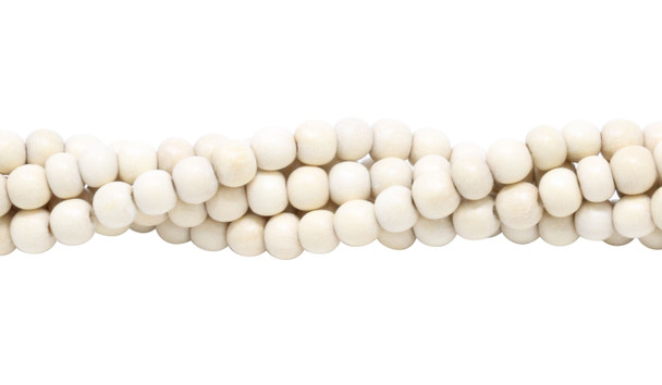 White Wood Polished 6mm Round