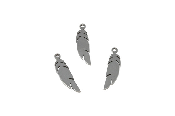 Stainless Steel 24x6mm Feather Charm