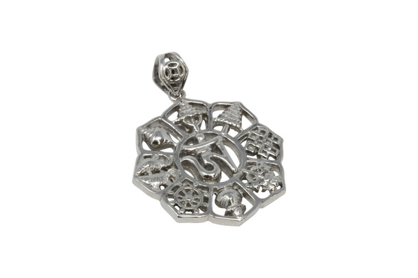 Stainless Steel 39.5x36mm Yoga Symbols Flower Pendant