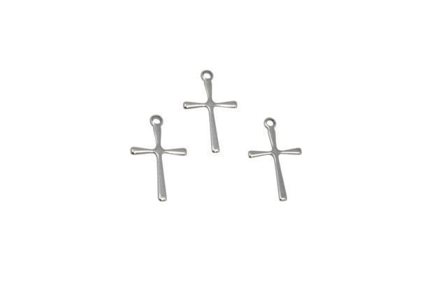 Stainless Steel 16x9.5mm Plain Cross Charm