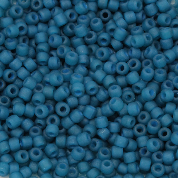 Size 8 Matsuno Seed Beads -- F399P Blue Matte / Teal Lined