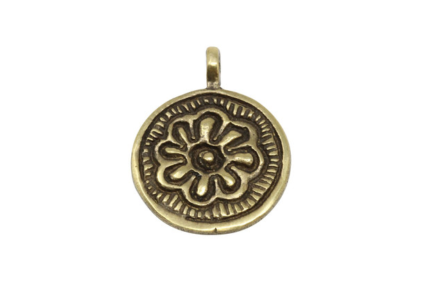 Indian Brass 30mm Flower Disc Pendant