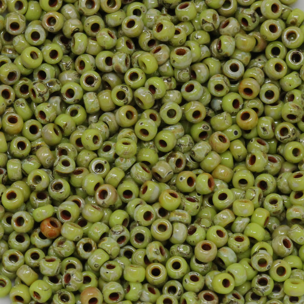 Size 8 Miyuki Seed Beads -- 4515 Picasso Chartreuse