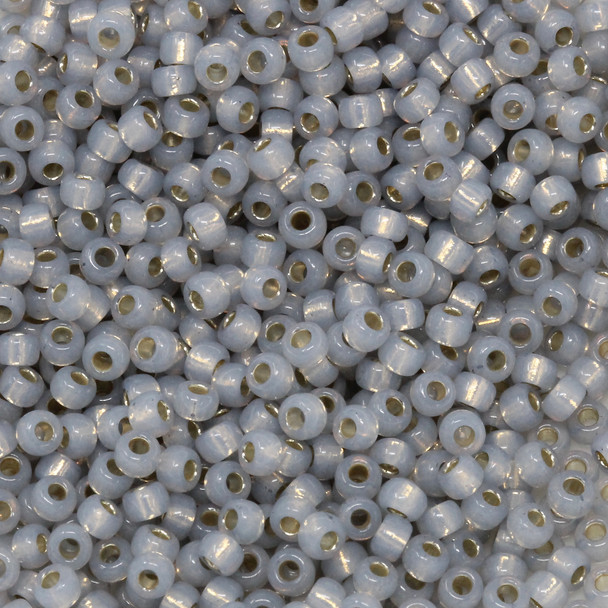 Size 8 Miyuki Seed Beads -- 576 Grey Opal / Gilt Lined