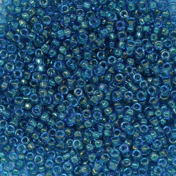 Size 11 Miyuki Seed Beads -- 743 Light Blue AB / Teal Lined