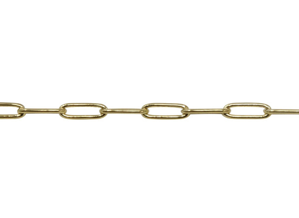 Gold 7.9x2.3mm Paperclip Chain - Sold By 6 inches