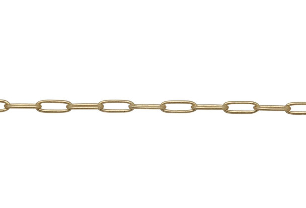 Satin Hamilton Gold 5.9x1.75mm Paperclip Chain - Sold By 6 inches
