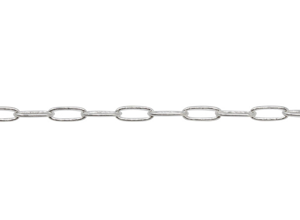Silver 5.9x1.75mm Paperclip Chain - Sold By 6 inches