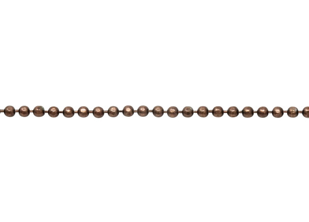 Antique Copper 1.5mm Diamond Cut Ball Chain - Sold By 6 Inches