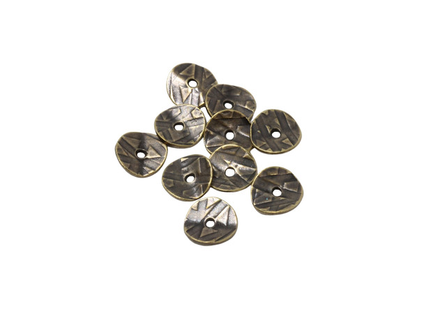 10mm Wavy Disc Spacers Brass Plated - 10 Pieces