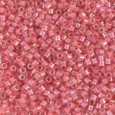 Delicas Size 10 Miyuki Seed Beads -- 070 Crystal / Rose Pink AB Lined
