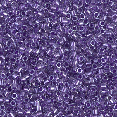 Delicas Size 10 Miyuki Seed Beads -- 906 Sparkling Crystal / Purple Lined