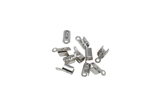 Nickel Plated 1.5mm Fold Over Crimp Ends - 10 Pieces
