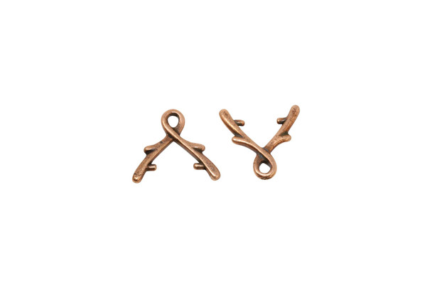 8mm Vine Pinch Briolette Bail - Copper Plated