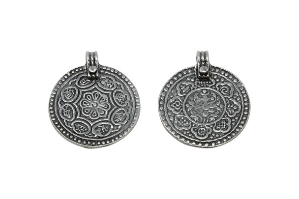Antique Pewter 26.3x31.5mm Eight Signs Pendant