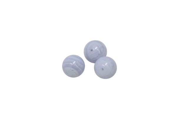 Blue Lace Agate Polished 12mm Round Bead