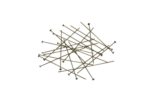 Antique Brass 1.5" Long 24 Gauge Head Pins - 20 Pieces