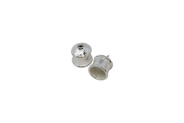 Silver Plated 9mm Inner Diameter Hammered End Caps - 1 Pair