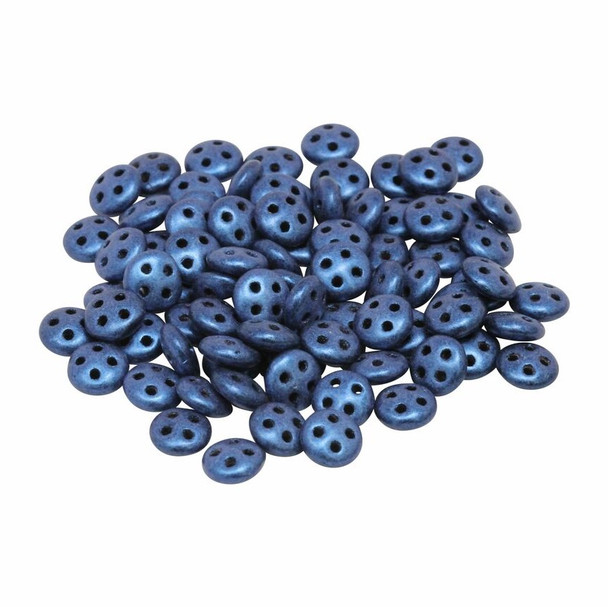 CzechMates® QuadraLentil Beads -- Metallic Blue Suede