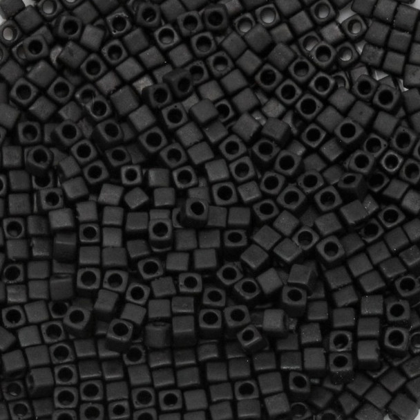 1.8mm Miyuki Cube Seed Beads -- Black Matte