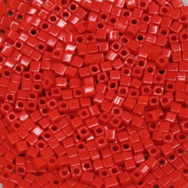 1.8mm Miyuki Cube Seed Beads -- Opaque Red