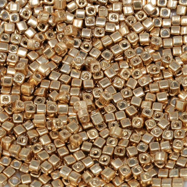 1.8mm Miyuki Cube Seed Beads -- Galvanized Gold