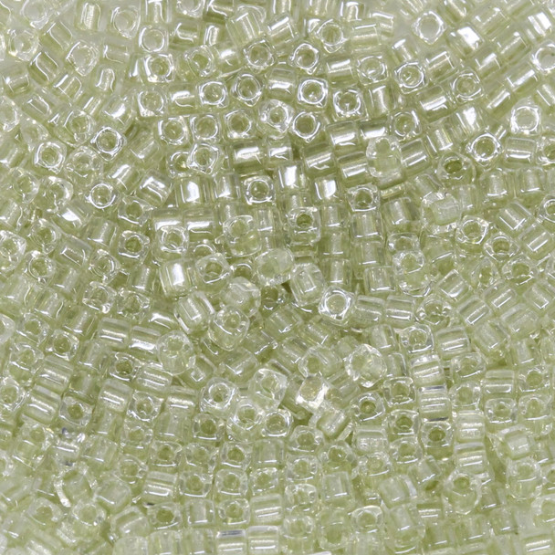 1.8mm Miyuki Cube Seed Beads -- Crystal / Sage Lined