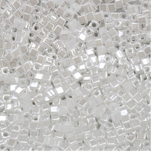 1.8mm Miyuki Cube Seed Beads -- White Pearl
