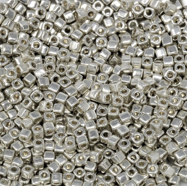 1.8mm Miyuki Cube Seed Beads -- Galvanized Silver