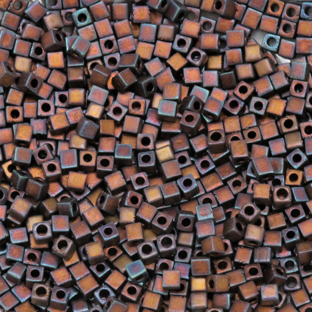1.8mm Miyuki Cube Seed Beads -- F460C Dark Bronze Iris Matte