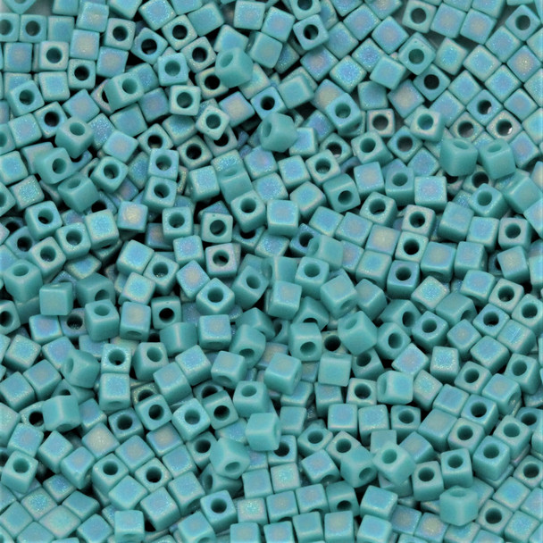 1.8mm Miyuki Cube Seed Beads -- Turquoise Blue Rainbow Matte