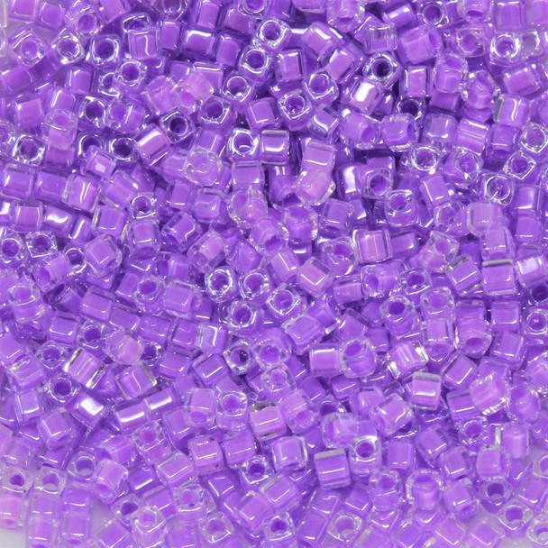 1.8mm Miyuki Cube Seed Beads -- Crystal / Violet Lined