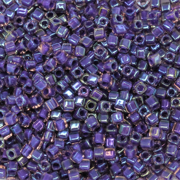 1.8mm Miyuki Cube Seed Beads -- Crystal / Purple Lined