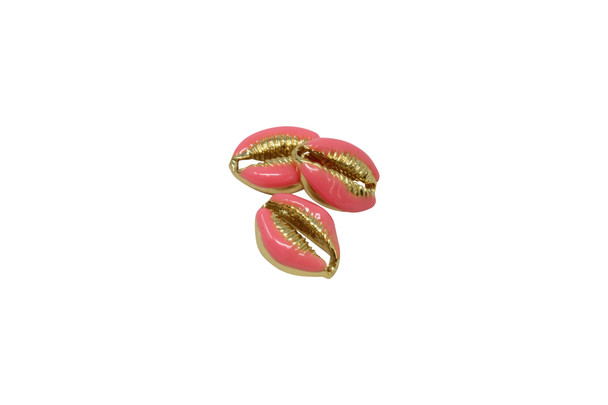 Gold Plated Zinc Alloy 8x10mm Pink Cowrie Shell Bead