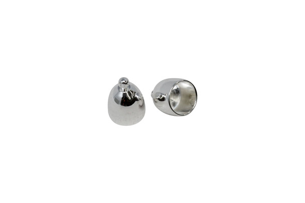 Silver Plated 10mm Bullet End Caps - 1 Pair