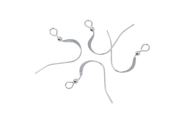 Sterling Silver Flat Ear Wire With 2mm Bead - Sold as a Pair