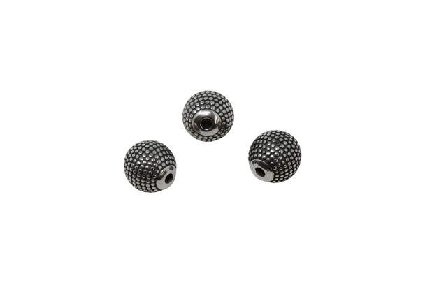 Stainless Steel 9.5mm Round Dotted Bead
