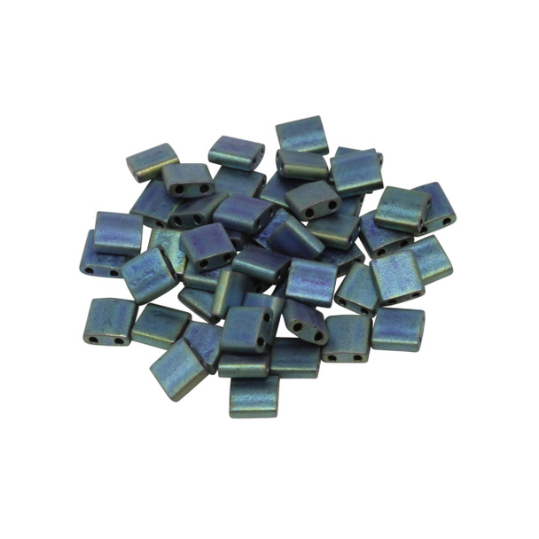 5mm Tila Beads -- Blue Teal Iris Matte