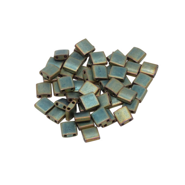 5mm Tila Beads -- Metallic Khaki Iris Matte