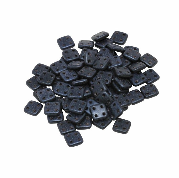 CzechMates® QuadraTile Beads -- Metallic Dark Blue Suede