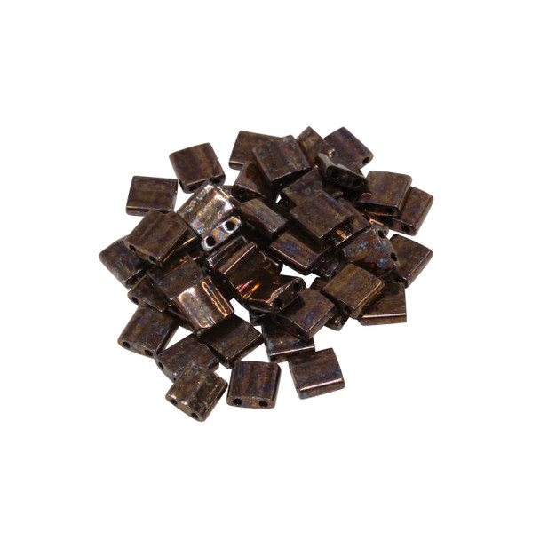 5mm Tila Beads -- Metallic Dark Raspberry Iris