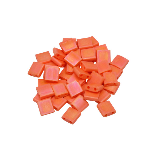 5mm Tila Beads -- Opaque Orange AB Matte