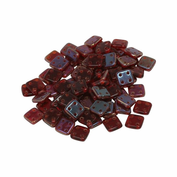 CzechMates® QuadraTile Beads -- Siam Ruby Twilight