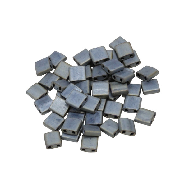 5mm Tila Beads -- Metallic Silver Grey Matte