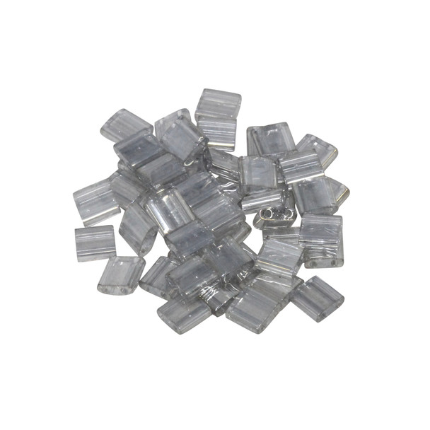 5mm Tila Beads -- Ghost Grey Gold Luster