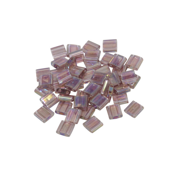 5mm Tila Beads -- Transparent Smoky Amethyst AB