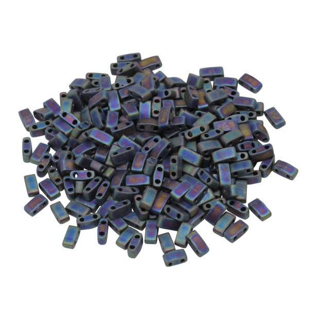 1/2 Cut 5mm Tila Beads -- Black Matte AB
